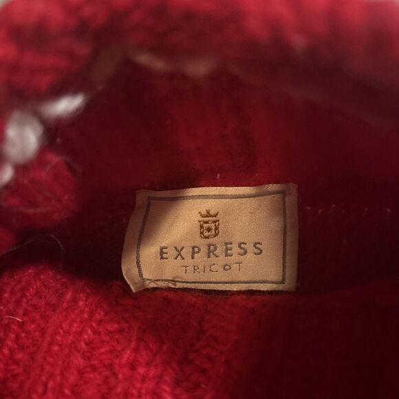Vintage Express Tricot Pullover Snowflake 100% Wool Sweater‎ 90s Sz L - Picture 2 of 4